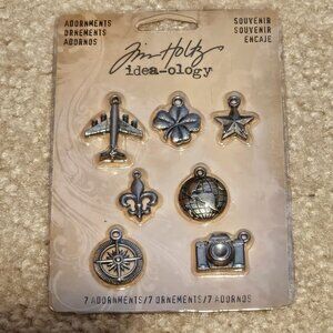 RARE TIM HOLTZ IDEA-OLOGY 7 TRAVEL LUCK METAL ORNAMENTS ACCENTS FOBS CHARMS